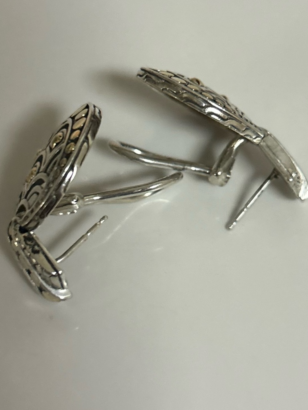 John Hardy Legends Naga collection round drop earrings sterling silver 18K gold - Picture 13 of 15